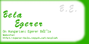 bela egerer business card